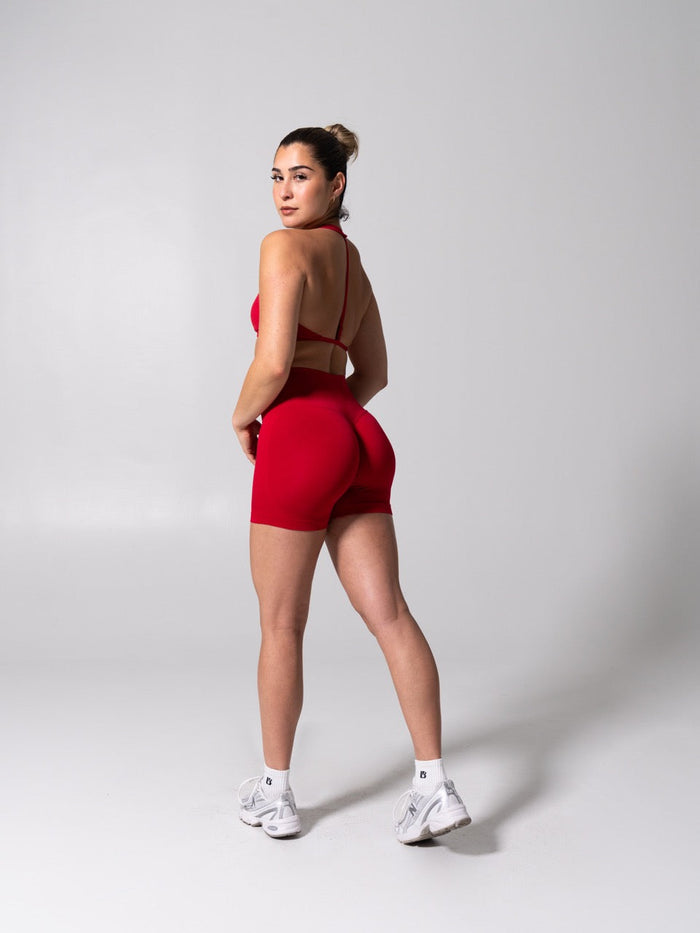 Micro Seamless Sports Bra - Heather Lipstick Red