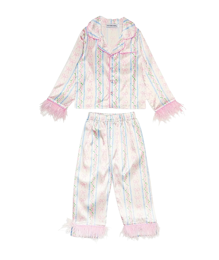 Mini Dreamers Girls All Tied Up Long Feather Silky Set Distressed/seasonal accessories Mini Dreamers Multi Y/S (7/8)