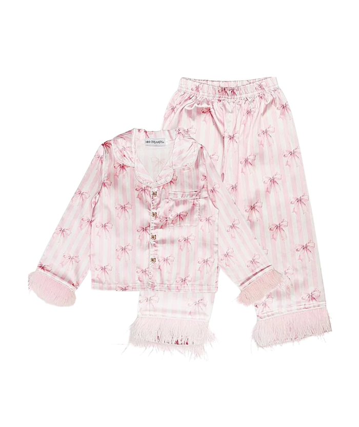 Mini Dreamers Girls Bows Feather Silky Set Accessories Mini Dreamers Pink Y/4