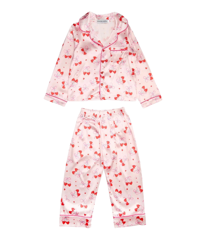 Mini Dreamers Girls Cherry Bows Pants Silky Set Distressed/seasonal girls Mini Dreamers Multi Y/4