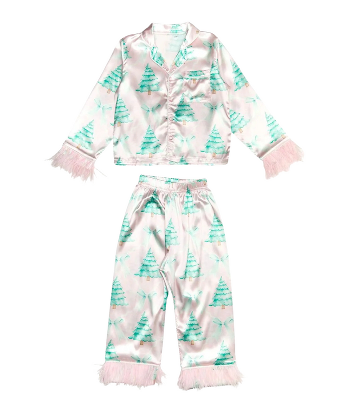Mini Dreamers Girls Christmas Tree Feather Silky Set Distressed/seasonal girls Mini Dreamers