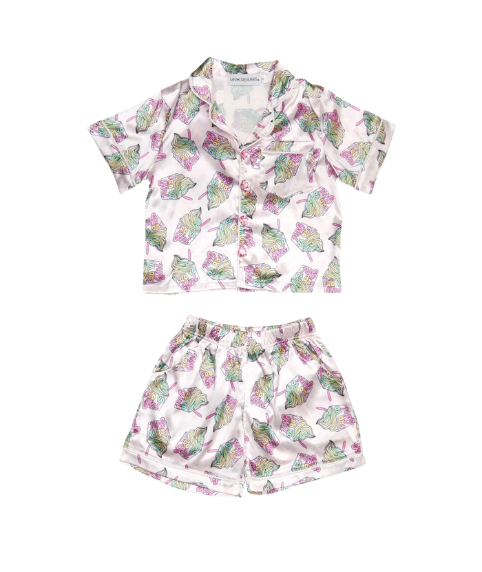 Mini Dreamers Girls Frozen Yogurt Short Silky Set Distressed/seasonal accessories Mini Dreamers Multi Y/S (7/8)