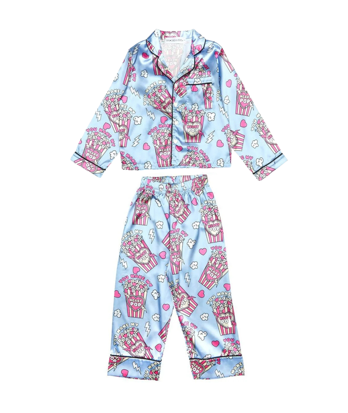 Mini Dreamers Girls Popcorn Lover Silky Set Distressed/seasonal girls Mini Dreamers