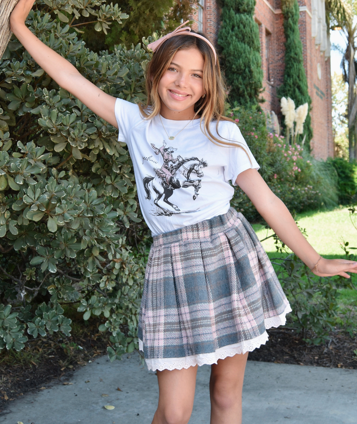 Mini Dreamers Girls Sloane Plaid Skirt Girls Casual Bottoms Mini Dreamers