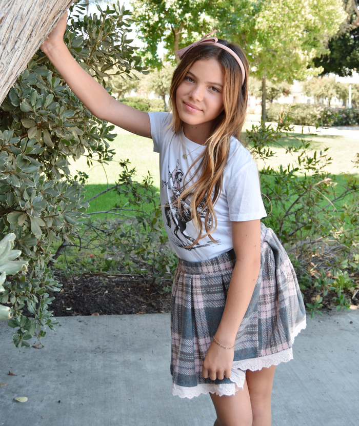 Mini Dreamers Girls Sloane Plaid Skirt Girls Casual Bottoms Mini Dreamers