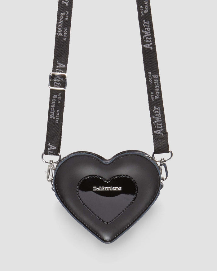 Mini Heart Shaped Leather Bag in Black