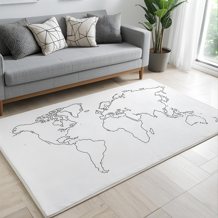 Minimal Line Map Area Rug