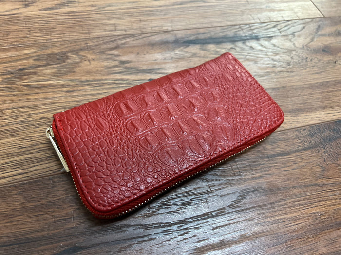Miss Lulu Red Faux Snakeskin Wallet