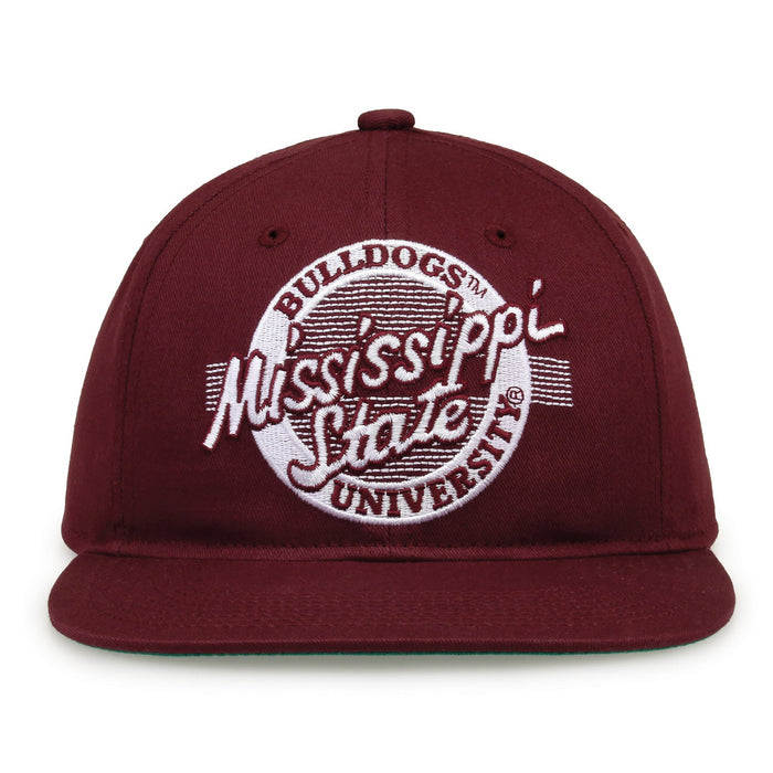 Mississippi State Bulldogs Retro Circle Snapback - Maroon, front view