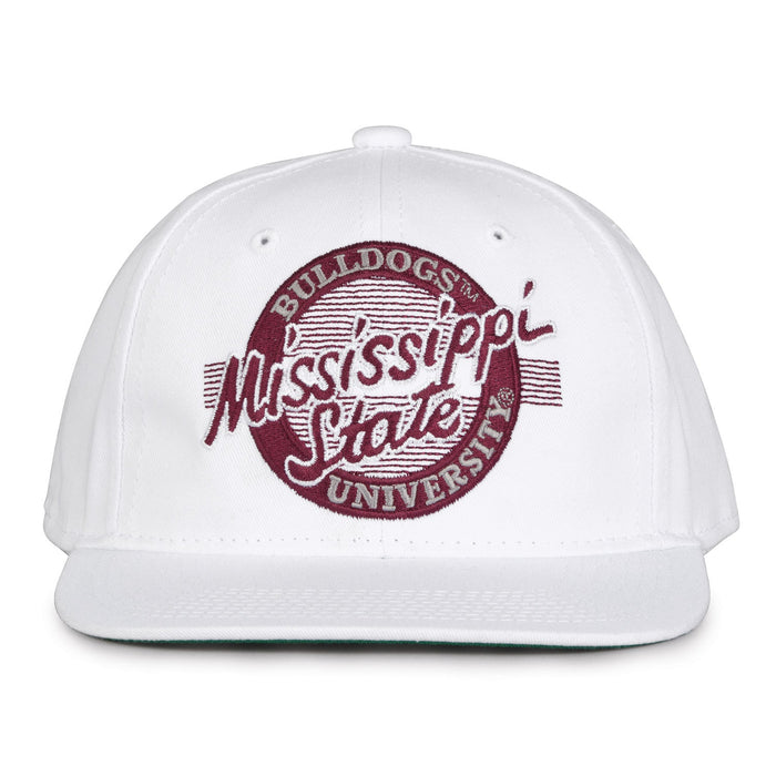Mississippi State Bulldogs Retro Circle Snapback - White, front view