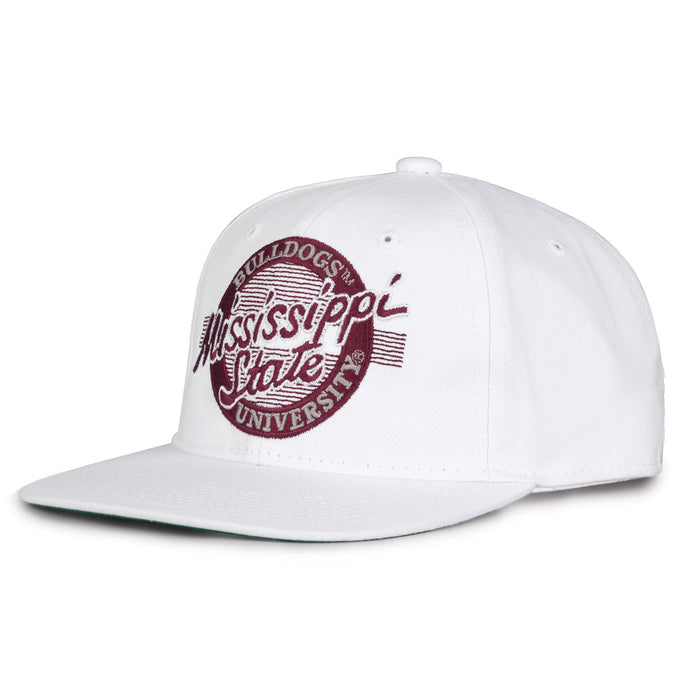 Mississippi State Bulldogs Retro Circle Snapback - White, alternate view 1