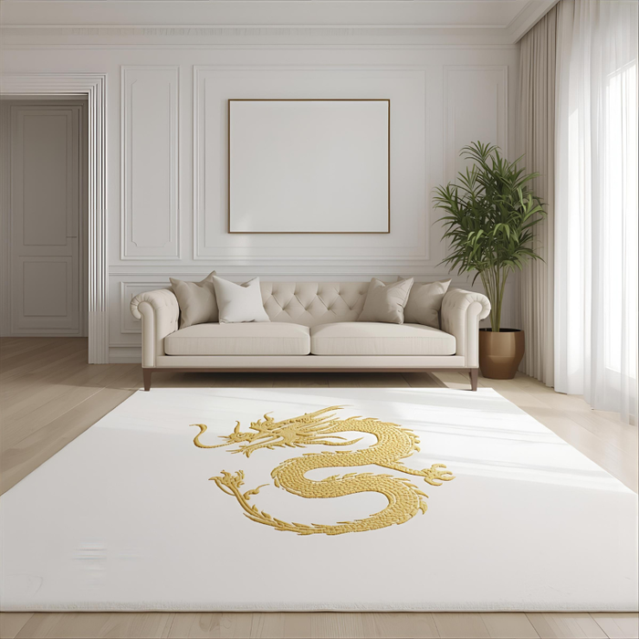 Misty Gold Dragon Area Rug