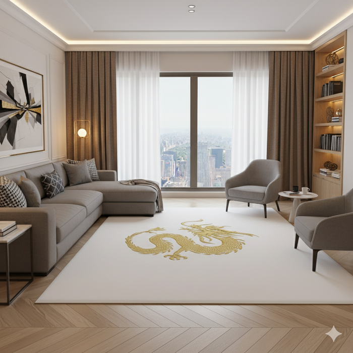 Misty Gold Dragon Area Rug