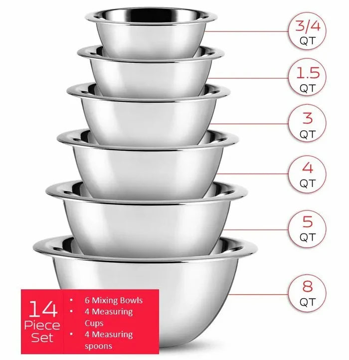Mixing Bowls With Measuring Cups And Spoons