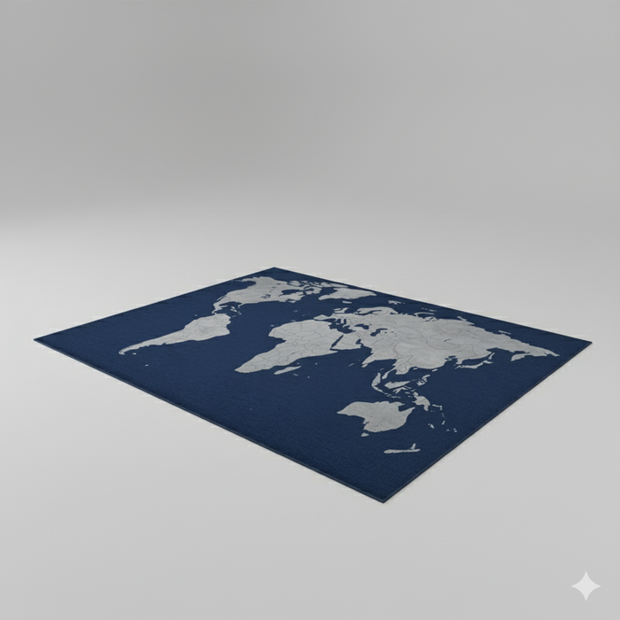 Modern Blue Globe Area Rug