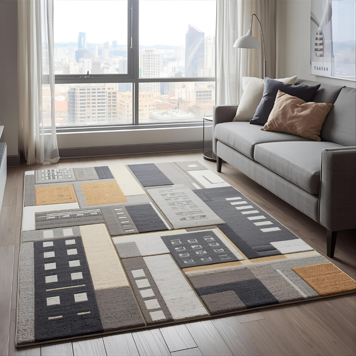 Modern City Blocks Area Rug