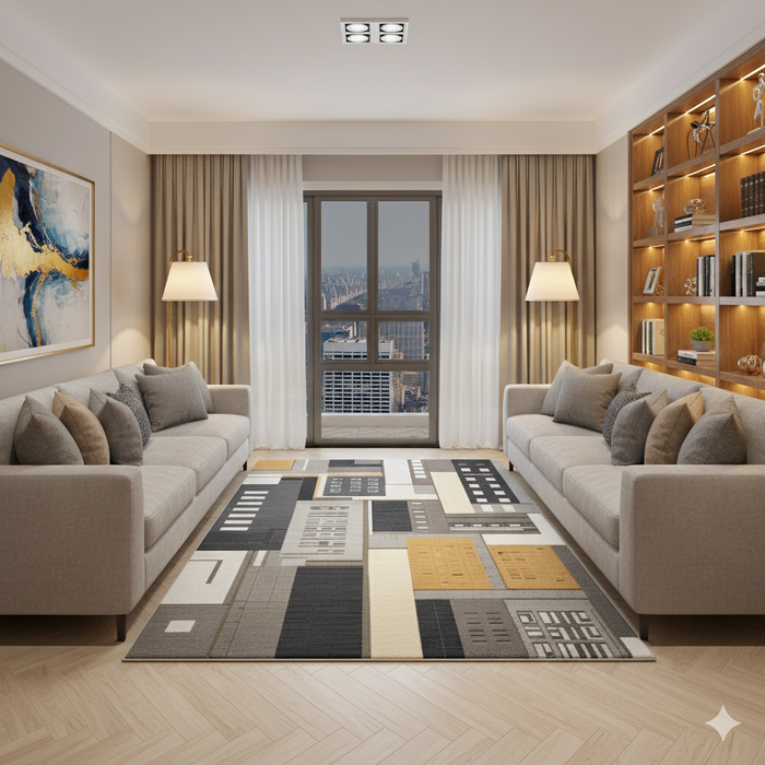Modern City Blocks Area Rug