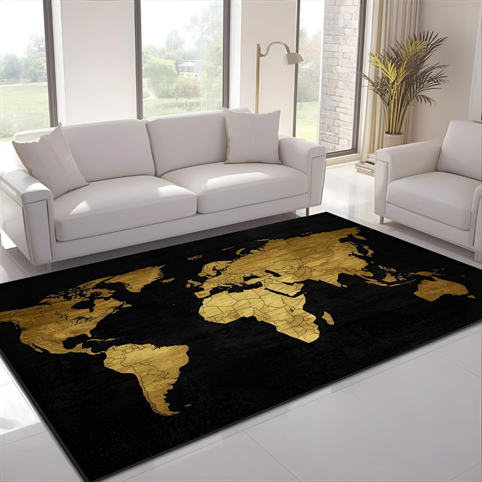 Modern Metallic Map Area Rug