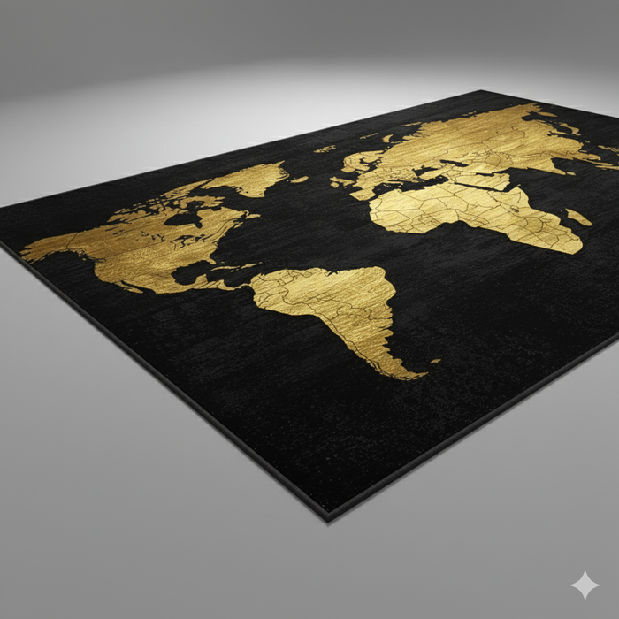 Modern Metallic Map Area Rug
