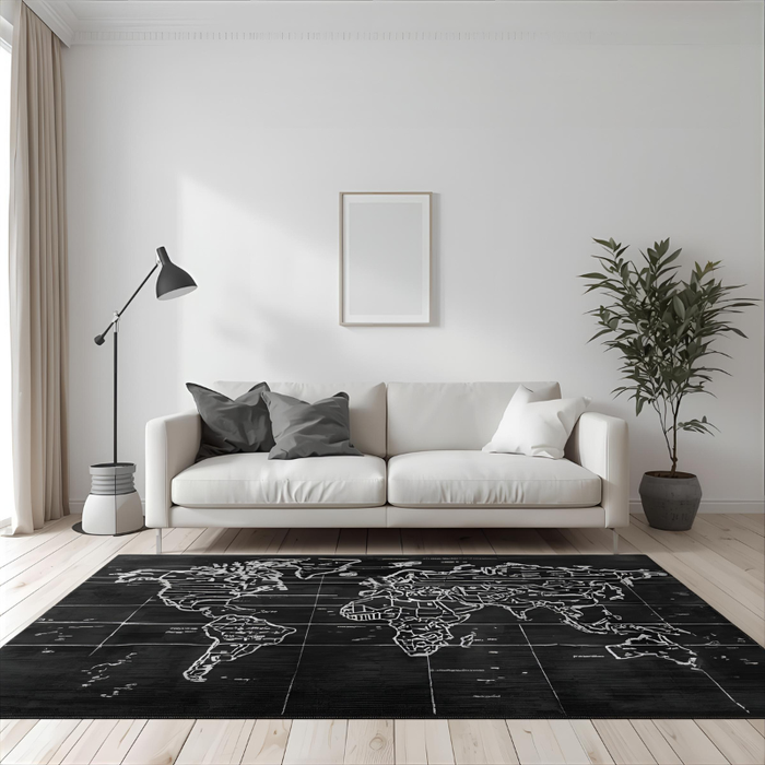 Monochrome Map Area Rug