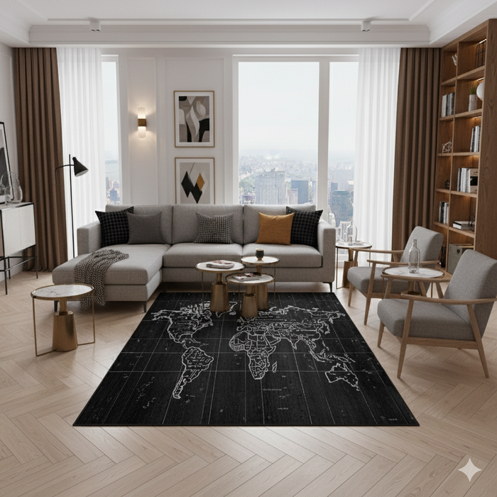 Monochrome Map Area Rug