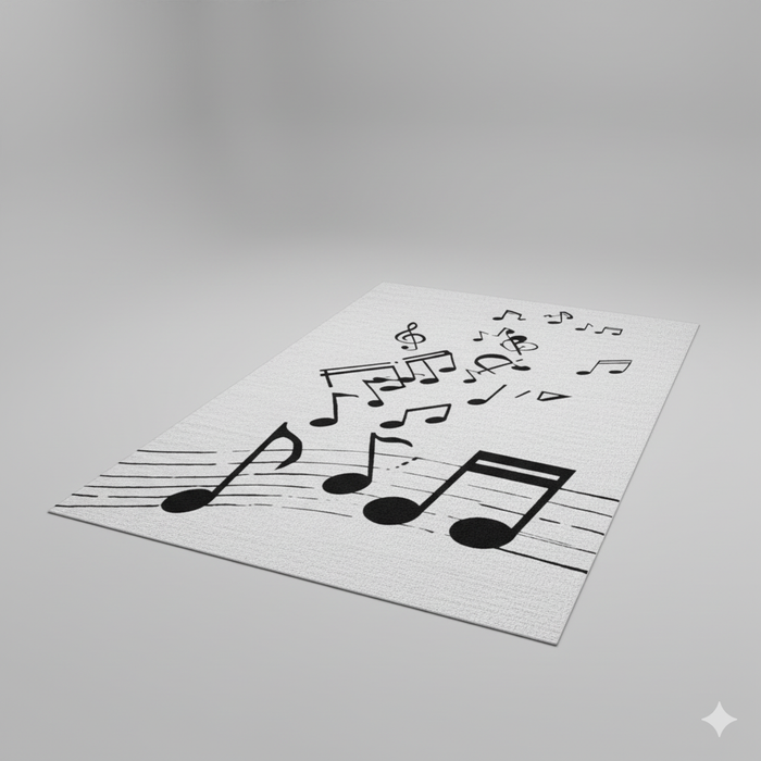 Monochrome Music Notes Area Rug