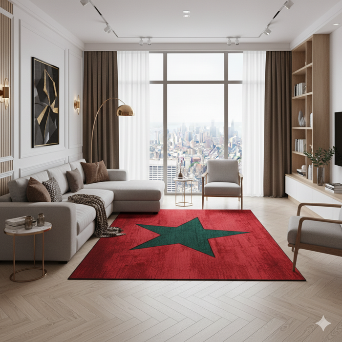 Morocco Red Star Area Rug