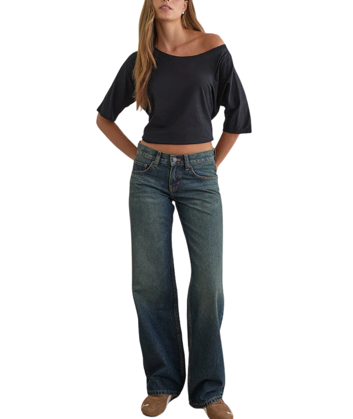 Motel Rocks Juniors Low Rise Parallel Jeans Dirty Green Womens Denim Motel Rocks Denim Juniors/Women 24/32