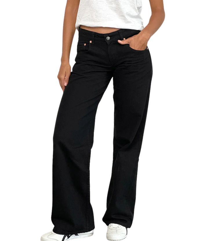 Motel Rocks Juniors Low Rise Parallel Jeans Rinse Black Womens Denim Motel Rocks Black Juniors/Women 24/32