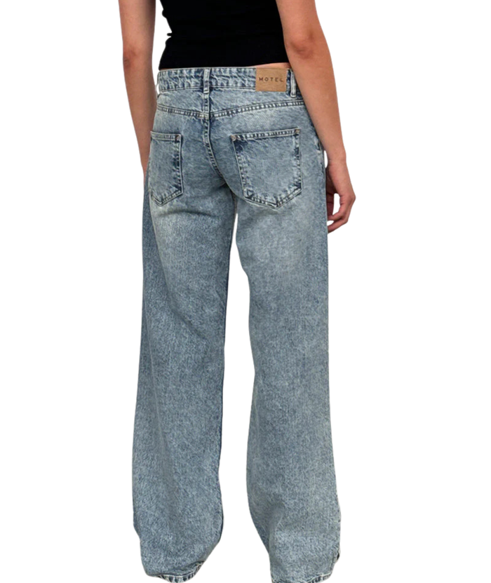 Motel Rocks Juniors Low Rise Parallel Jeans Vintage Blue Wash Womens Denim Motel Rocks