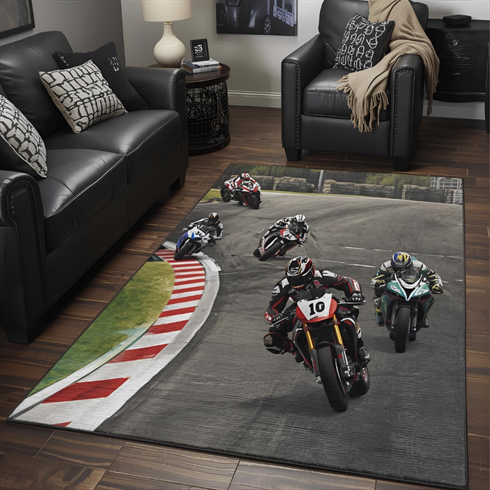 Motorcycle Track Area Rug