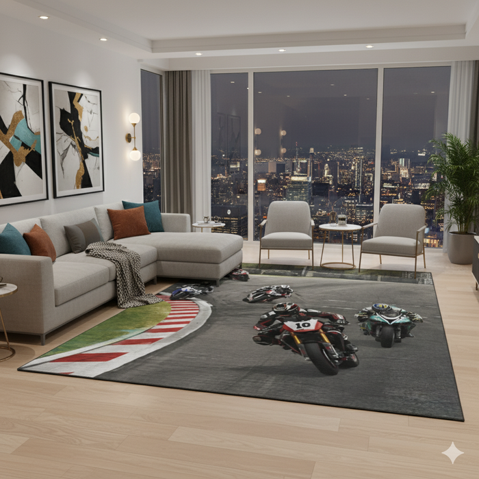 Motorcycle Track Area Rug