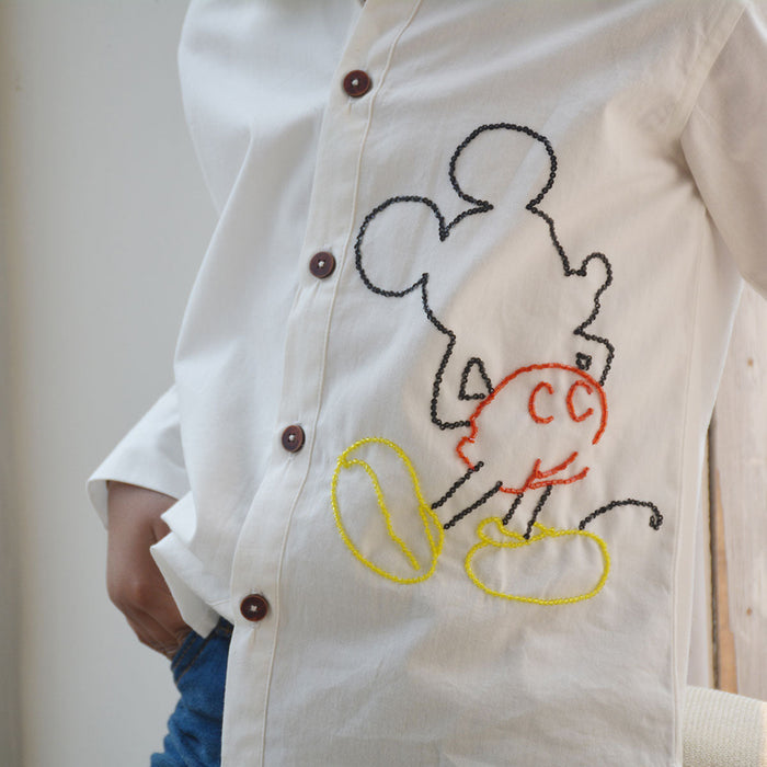 Mouse Embellished Shirt - White (1-14 Years)