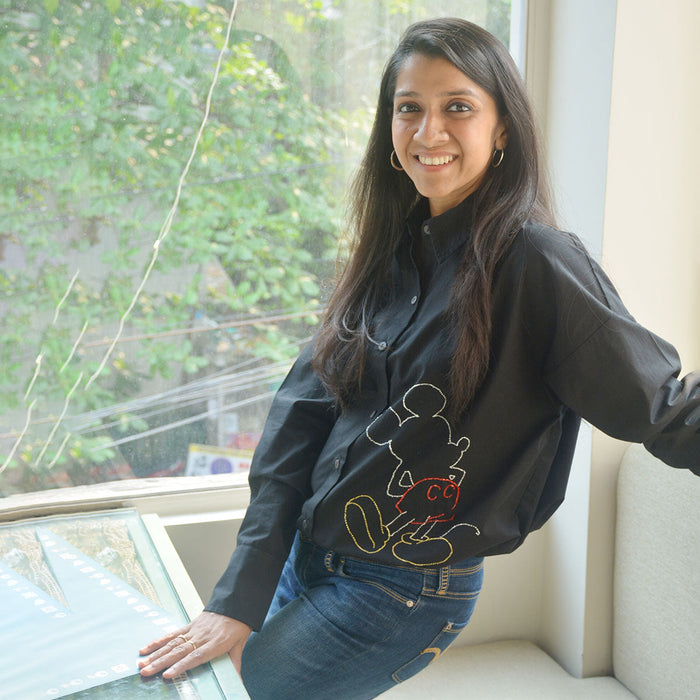 Mouse Embellished Women Shirt - Black (Adults)