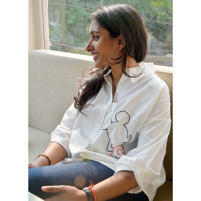 Mouse Embellished Women's Shirt - Black/White (Adults)