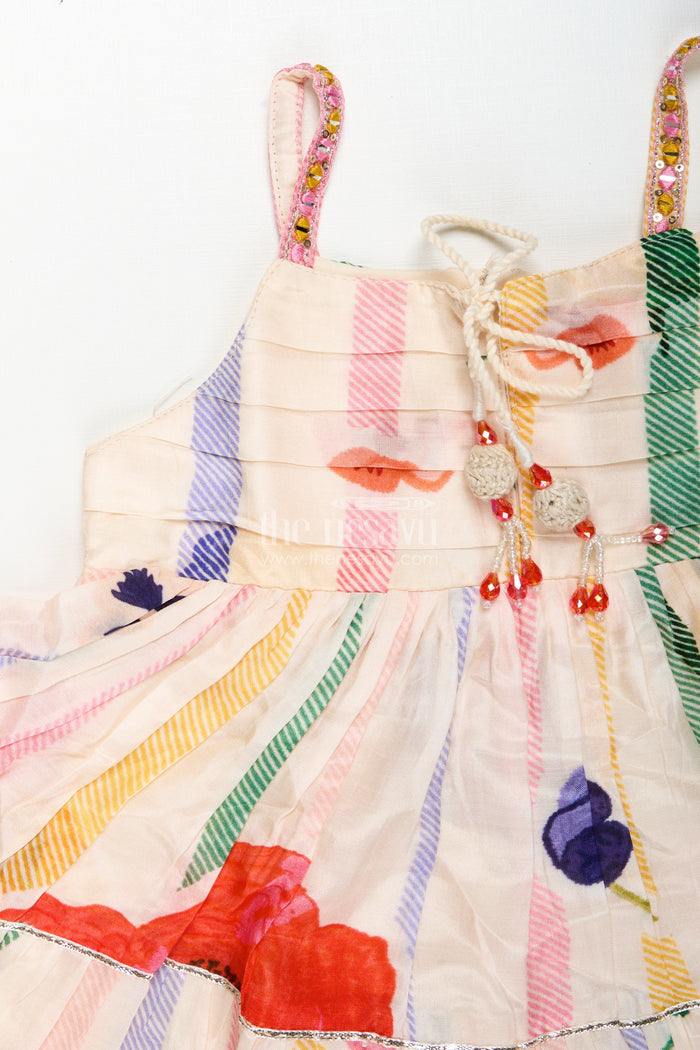 The Nesavu Girls Sharara / Plazo Set Muslin Silk Ethnic Set for Girls with Layered Top and Printed Plazo Nesavu Nesavu girls layered muslin silk ethnic set printed plazo  ideal festivals school ethnic days