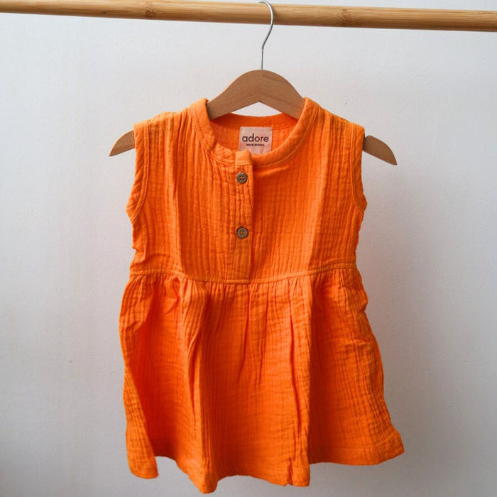 Mustard Organic Muslin Cotton Frocks (0-3 Years)
