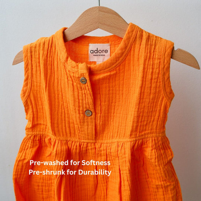 Mustard Organic Muslin Cotton Frocks (0-3 Years)