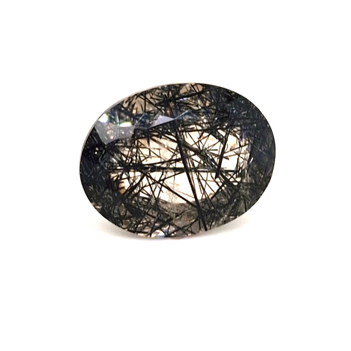 Natural Black Tourmaline Quartz Faceted | Oval | 23x18mm - The LabradoriteKing
