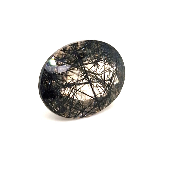 Natural Black Tourmaline Quartz Faceted | Oval | 23x18mm - The LabradoriteKing
