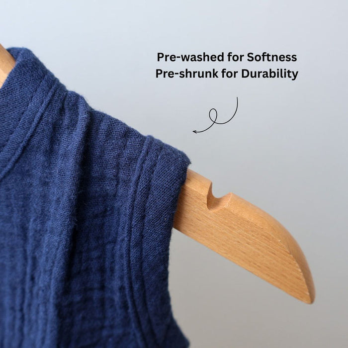 Navy Blue Organic Muslin Cotton Frocks (0-3 Years)
