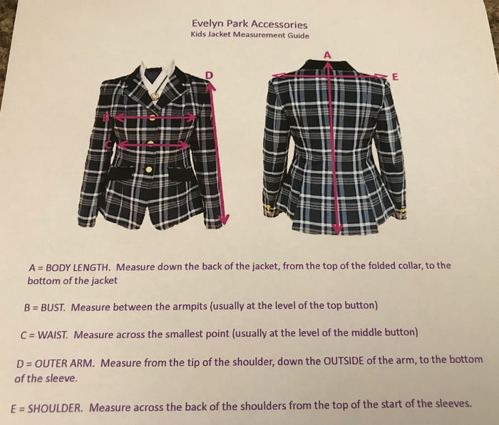 Navy Check two Toned Stunning Show Hunter Jacket Childs (316)