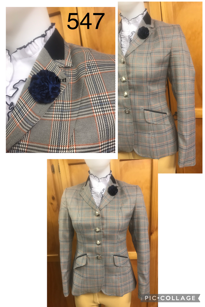 Navy, Cream & A Faint Orange Tweed Check "NEW" Show Hunter Jacket With Navy Trims Adults (557)