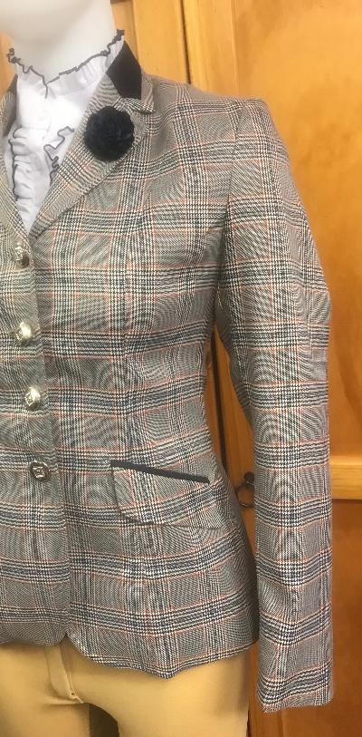 Navy, Cream & A Faint Orange Tweed Check "NEW" Show Hunter Jacket With Navy Trims Adults (557)