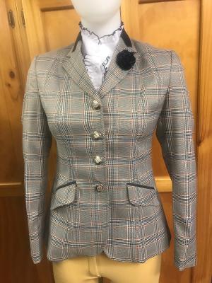 Navy, Cream & A Faint Orange Tweed Check "NEW" Show Hunter Jacket With Navy Trims Adults (557)
