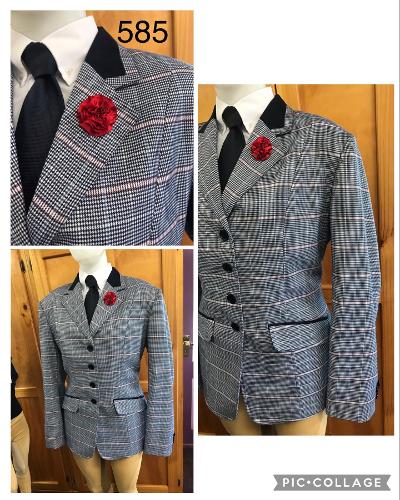 Navy, Lighter Blue, Cream & Red Check Stunning NEW Show Hunter Jacket Adults Size 17 (585)