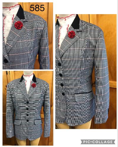 Navy, Lighter Blue, Cream & Red Check Stunning NEW Show Hunter Jacket Adults Size 17 (585)