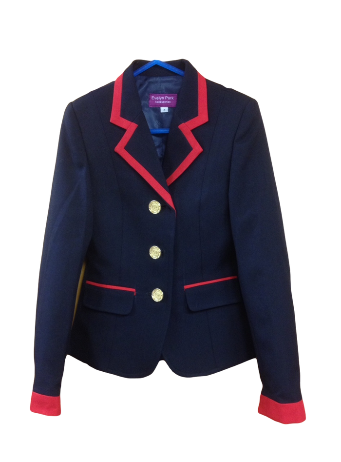 Navy, Red Collar, Pocket & Cuff Trims SUPER Smart Childs Show Jacket (160)