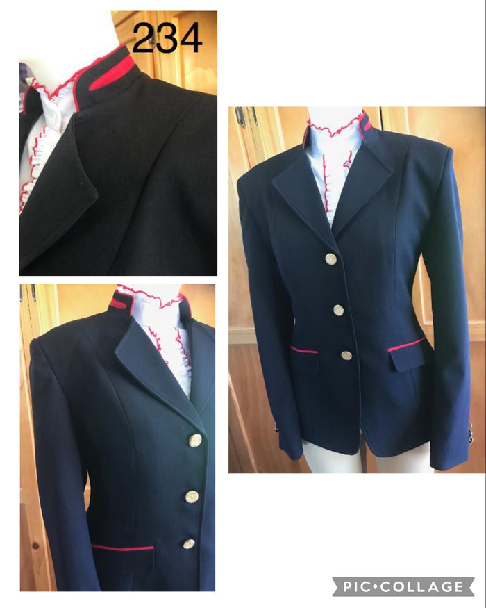 Navy, Red Stand Up Collar & Red Pocket Trims SUPER Smart Adults Show Jacket (234)