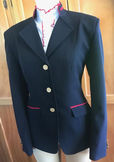 Navy, Red Stand Up Collar & Red Pocket Trims SUPER Smart Adults Show Jacket (234)